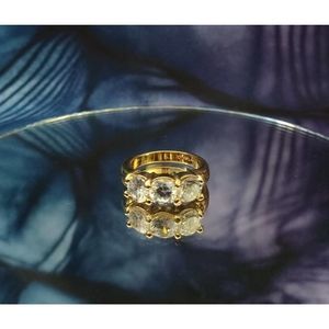 Swarovski Elements - Size 8.5 - 18K gold plated ring as pictured